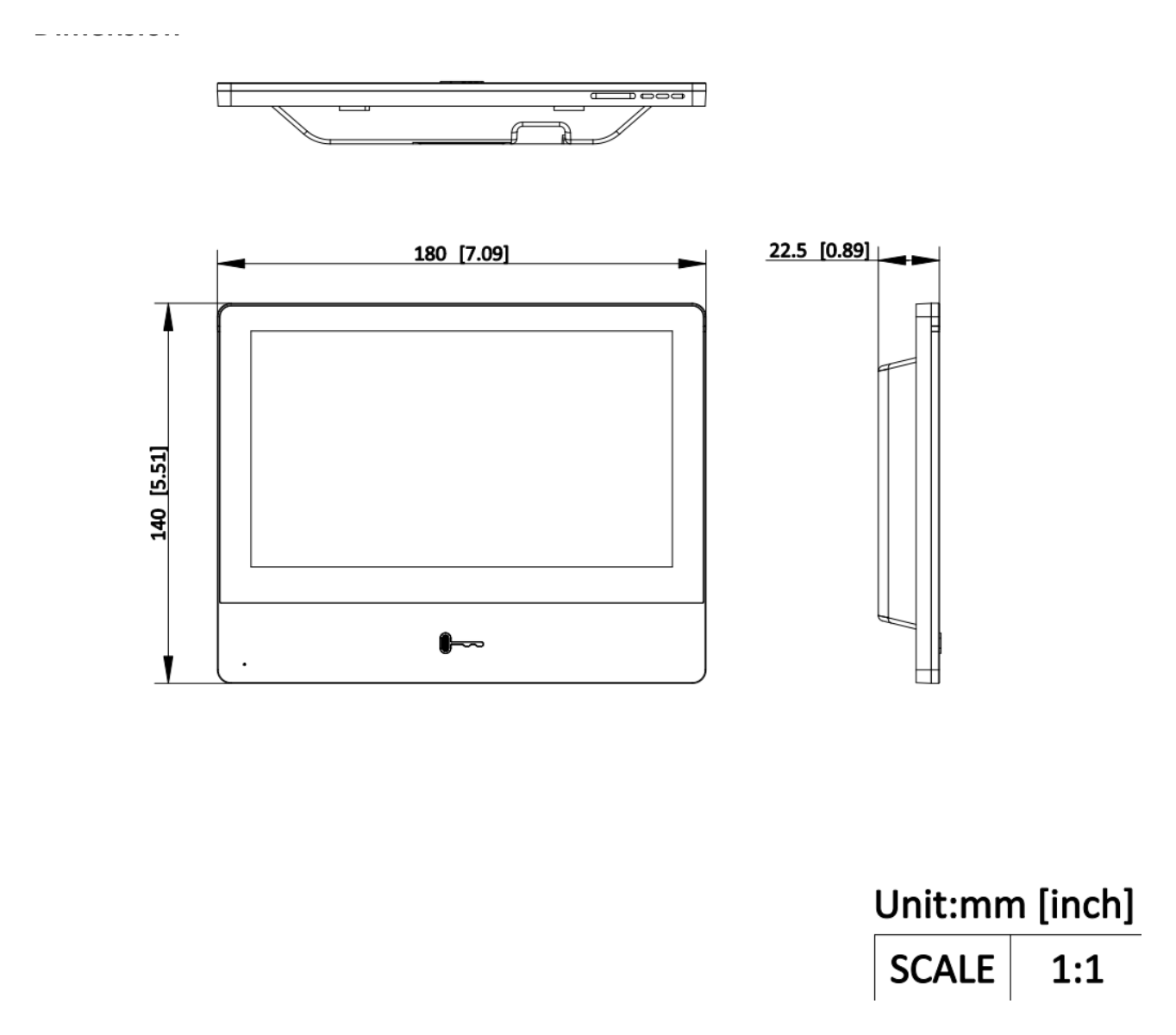 DS-KH8350-TE1 外形尺寸圖 180 mm × 140 mm × 22.4 mm (7.09" × 5.51" × 0.88")｜Unit: mm