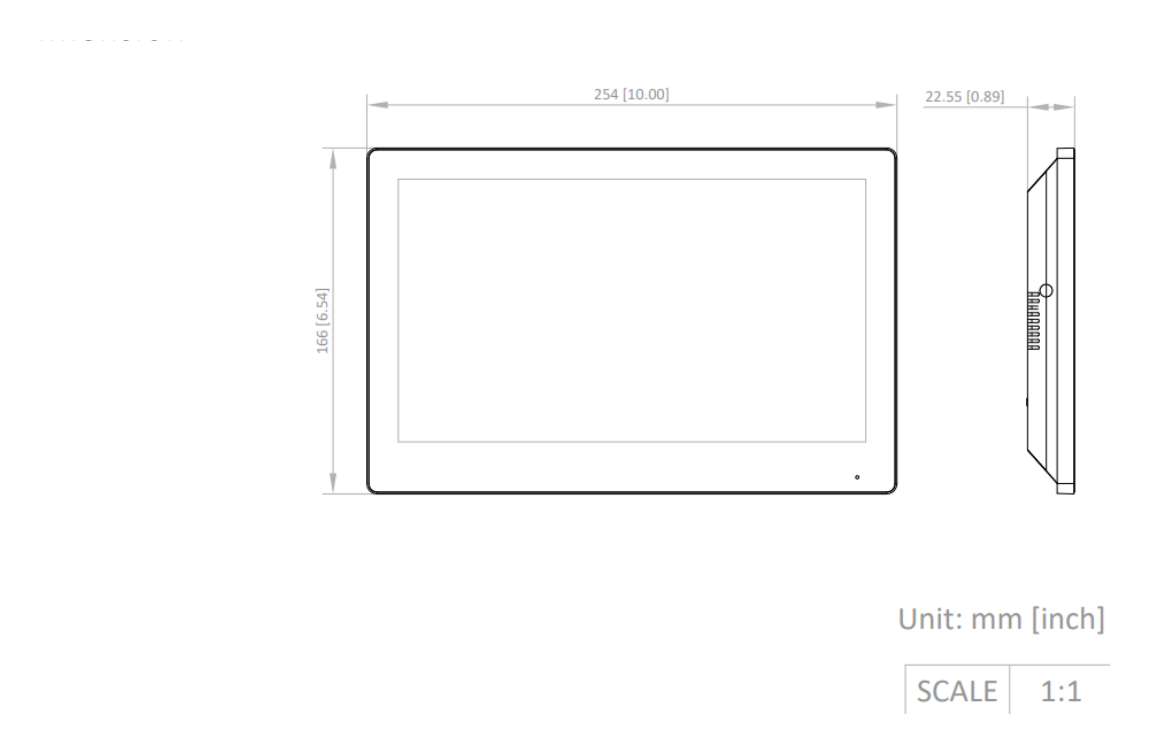 DS-KH8520-WTE1 外形尺寸圖 254 mm × 166 mm × 22.55 mm (10.0" × 6.5" × 0.89")|Unit: mm