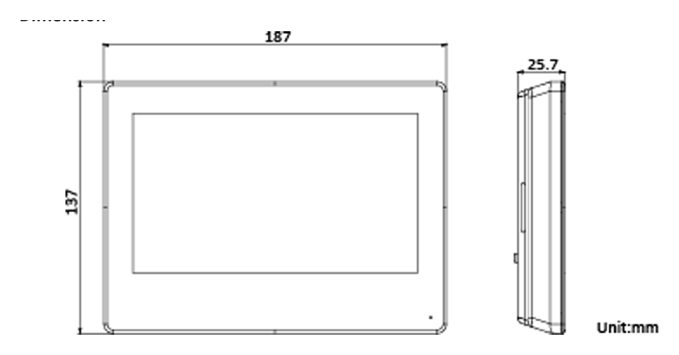 DS-KH9310-WTE1 外形尺寸圖 187 mm × 137 mm × 25.7 mm (7.36" × 5.39" × 1.01")｜Unit: mm
