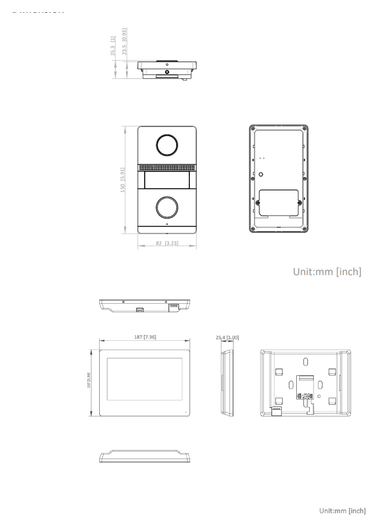 DS-KIS101-P 外形尺寸圖 150 mm × 82 mm × 23.5 mm (5.91" × 3.23" × 0.93")｜Unit: mm