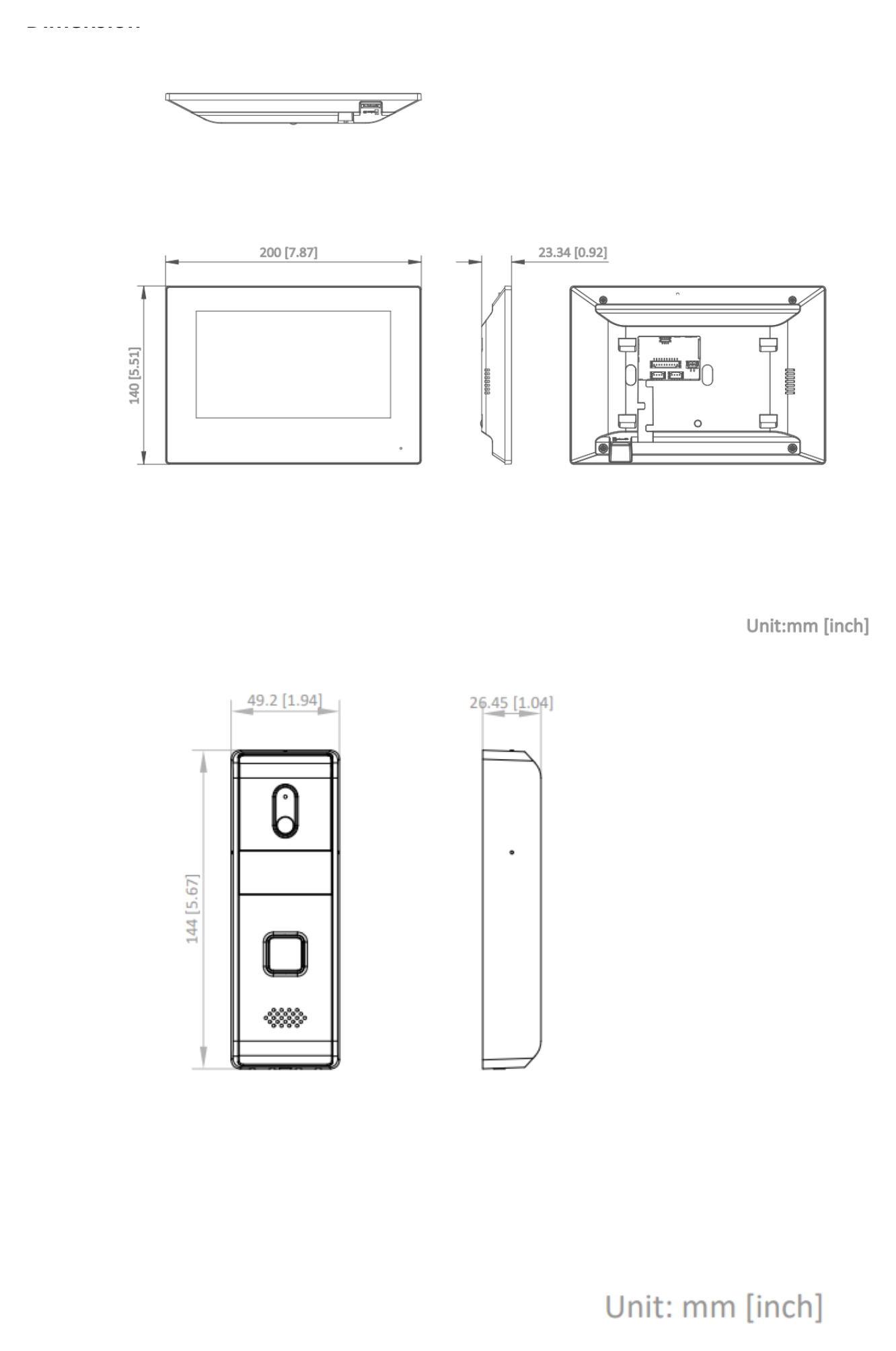 DS-KIS303-P 外形尺寸圖 135.14 mm × 49.6 mm × 41.93 mm (5.32" × 1.95" × 1.65")｜Unit: mm