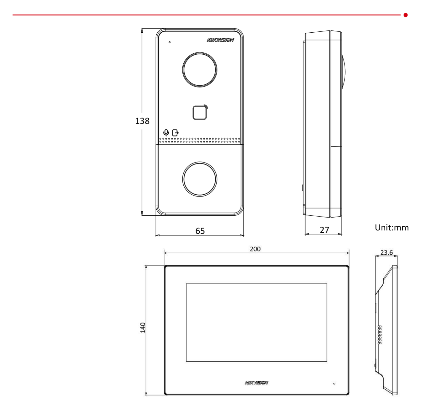DS-KIS600 外形尺寸圖 138 mm × 65 mm × 27 mm｜Unit: mm