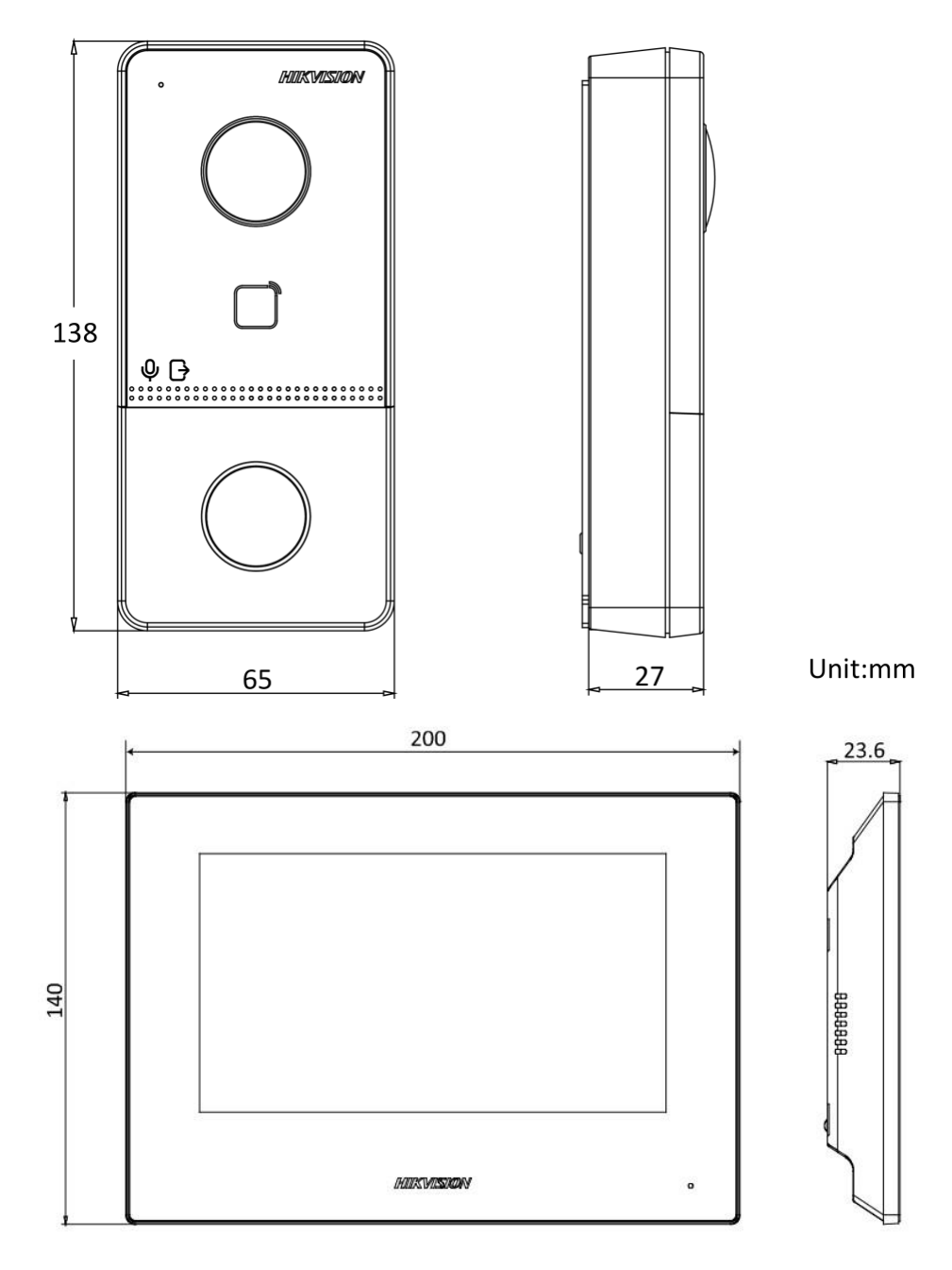 DS-KIS603-PC 外形尺寸圖 138 mm × 65 mm × 27 mm｜Unit: mm