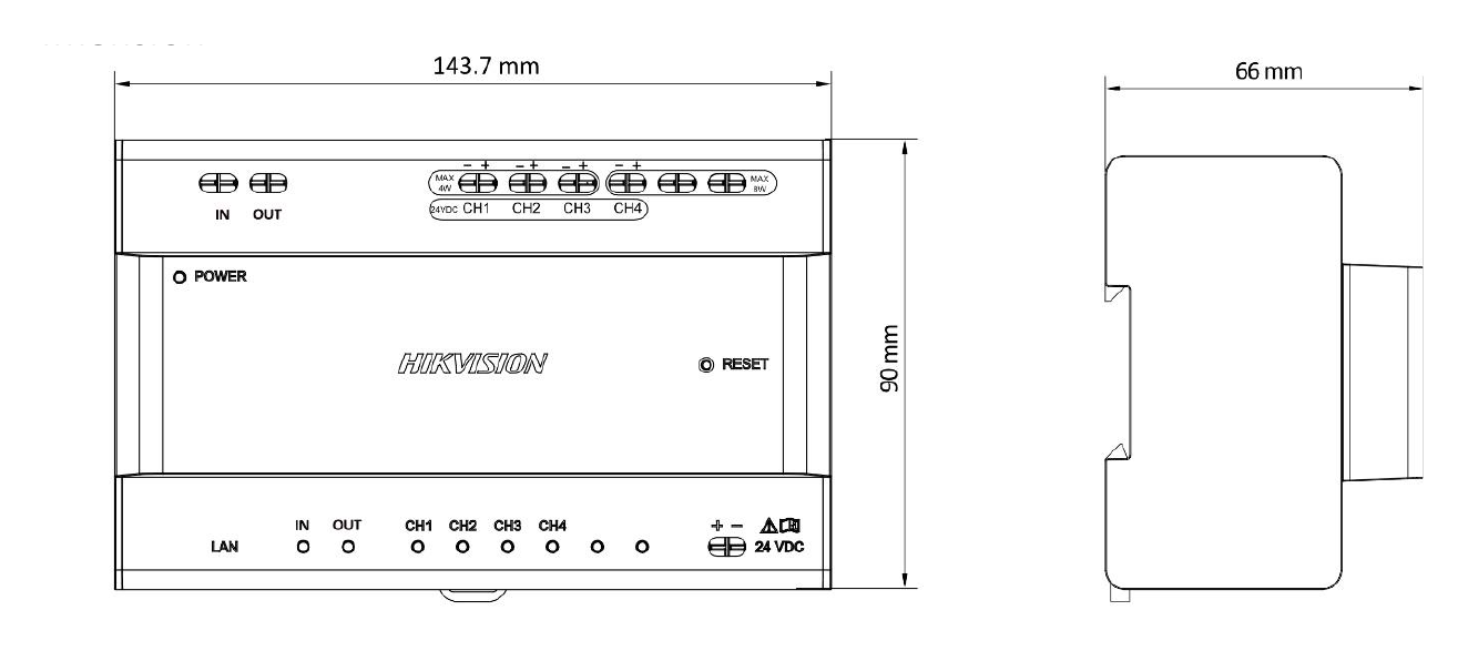 DS-KIS7023Y-G 外形尺寸圖 100 mm × 98 mm × 42 mm (3.94" × 7.8" × 1.65")｜Unit: mm