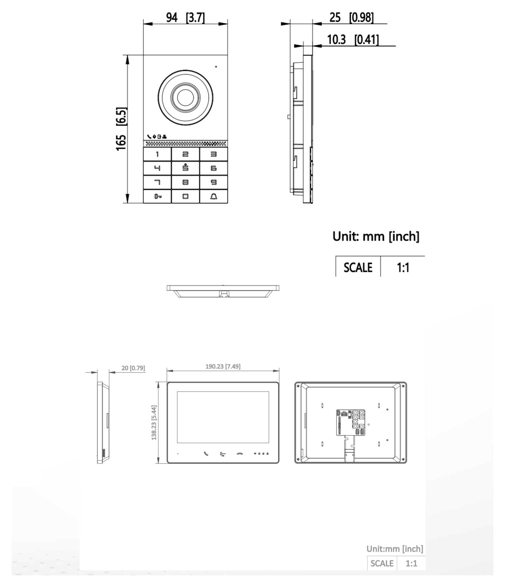 DS-KIS706EY 外形尺寸圖 165mm × 95 mm × 25 mm(6.5" × 3.7" × 0.98")|Unit: mm