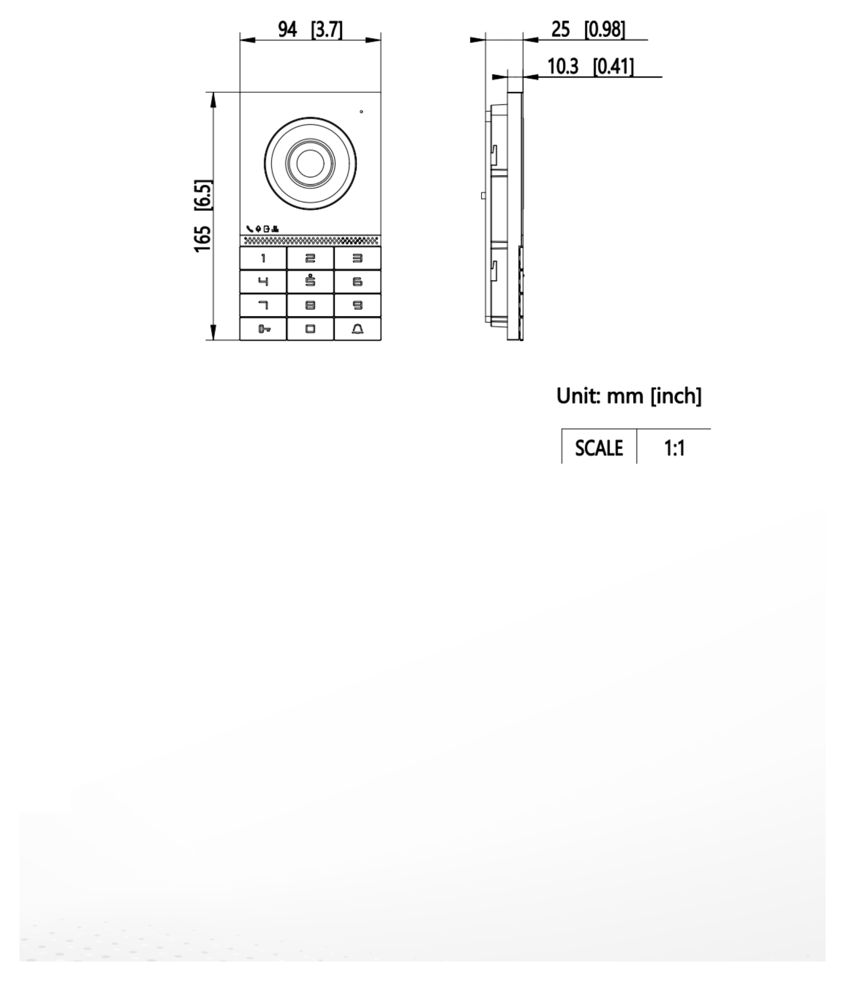 DS-KV7023EY-IME2 外形尺寸圖 165mm × 95 mm × 25 mm(6.5" × 3.7" × 0.98")｜重量 NA｜Unit: mm