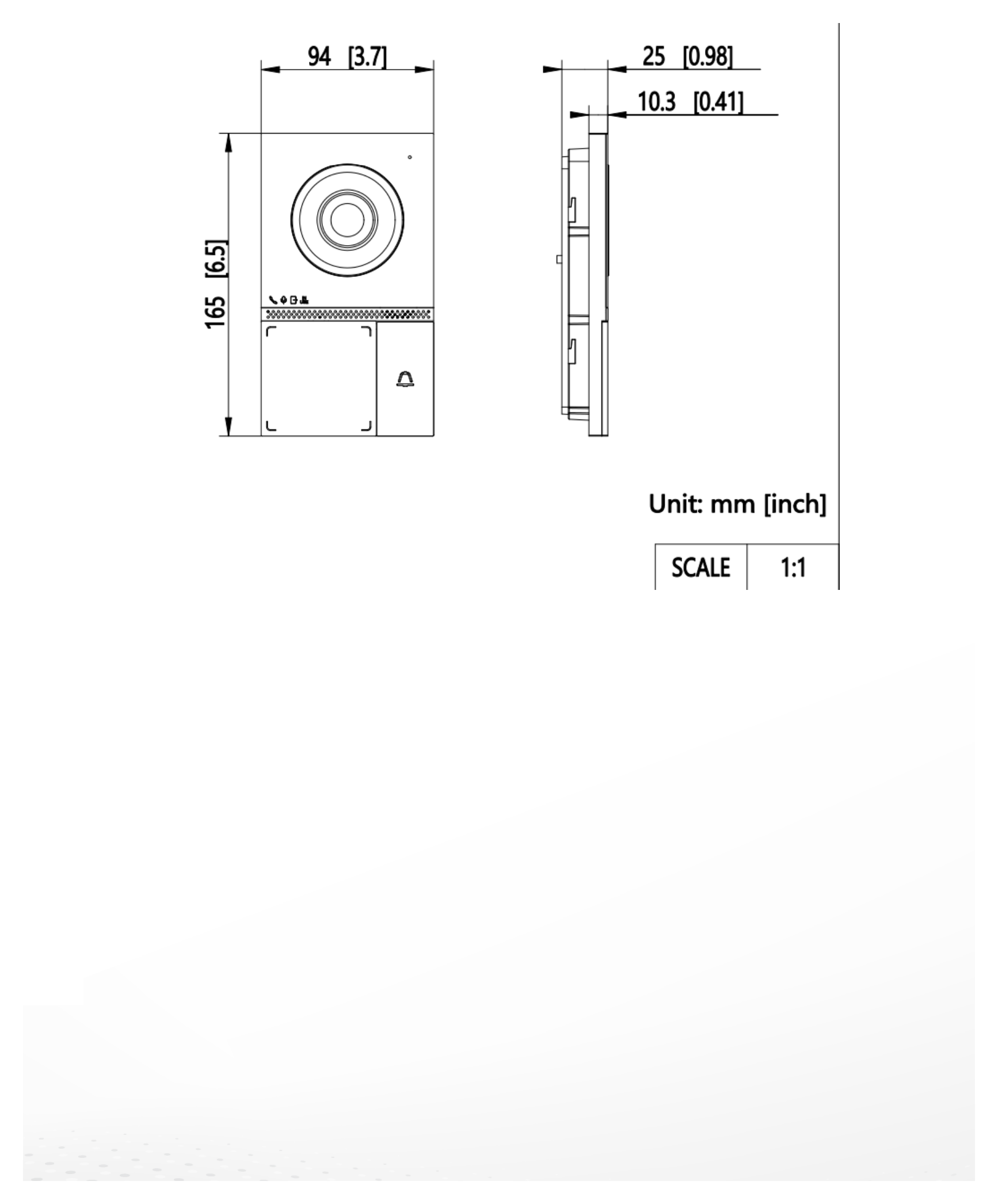 DS-KV7413EY-IME2-1 外形尺寸圖 165mm × 95 mm × 25 mm(6.5" × 3.7" × 0.98")｜重量 NA｜Unit: mm
