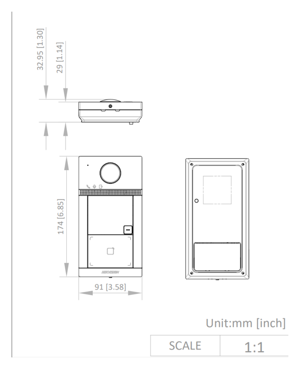 DS-KV8113-WME1C 外形尺寸圖 174 mm × 91 mm × 29 mm (6.9" × 3.6" × 1.1")｜Unit: mm
