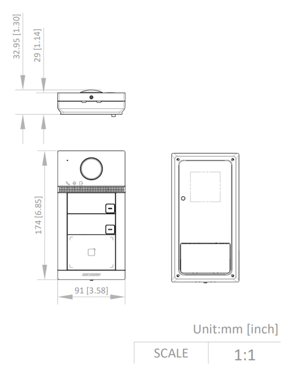 DS-KV8213-WME1CFLUSH 外形尺寸圖 174 mm × 91 mm × 29 mm (6.9" × 3.6" × 1.1")|Unit: mm