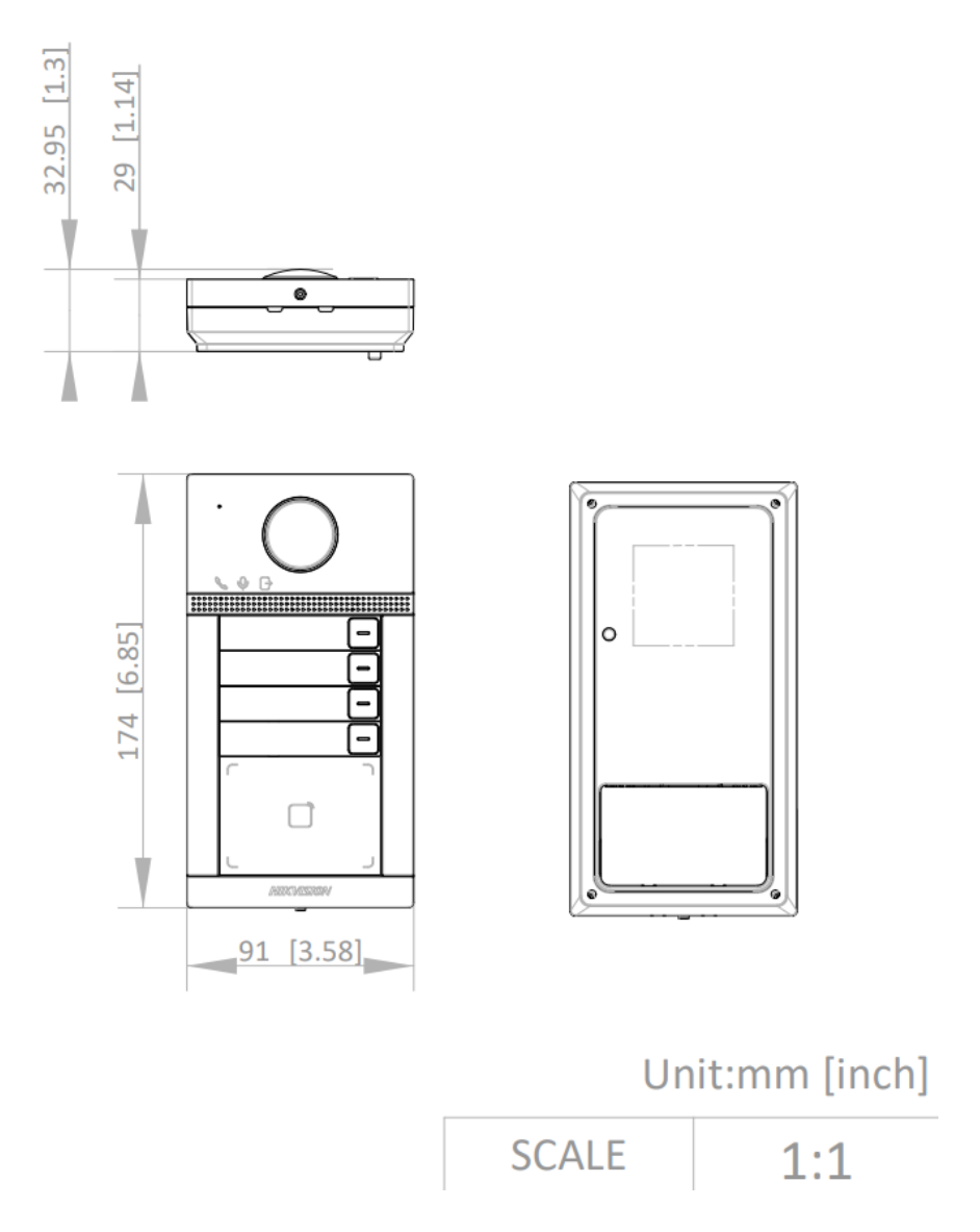 DS-KV8413-WME1C 外形尺寸圖 174 mm × 91 mm × 29 mm (6.9" × 3.6" × 1.1")｜Unit: mm