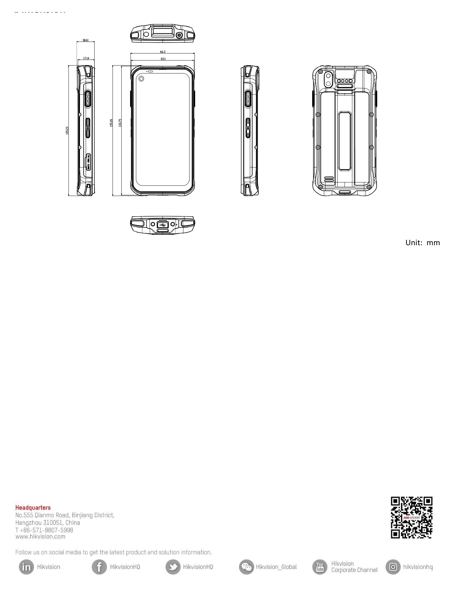 DS-MDT200 外形尺寸圖 133.7 × 64.6 × 16.7 mm｜重量 200 g Input: 100 to 240 VAC, 50 to 60 Hz Output: 5 VDC, 2 A｜Unit: mm