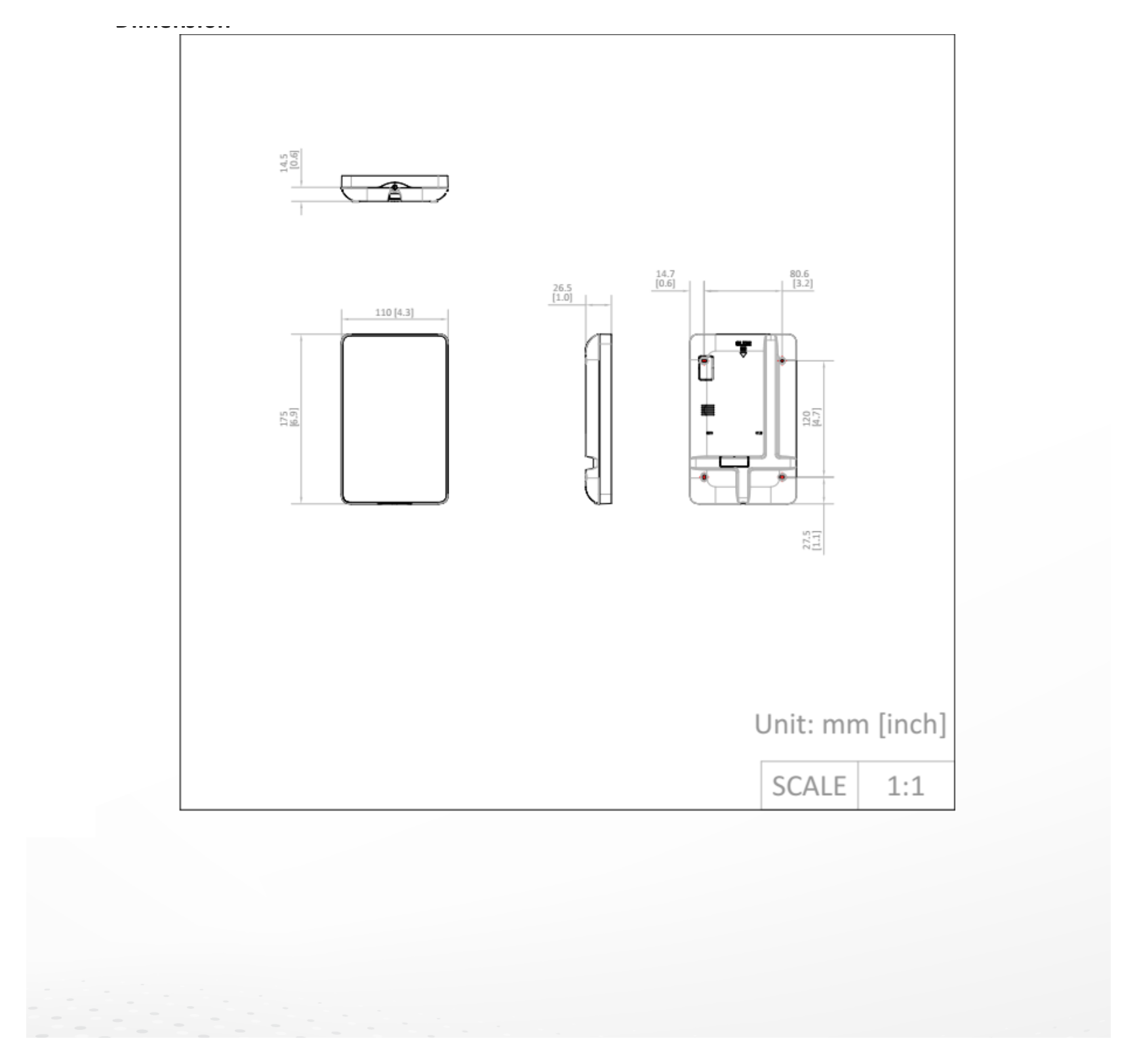 DS-PK501LTM-HWE 外形尺寸圖 175 × 110 × 27 mm|重量 301 g|Unit: mm