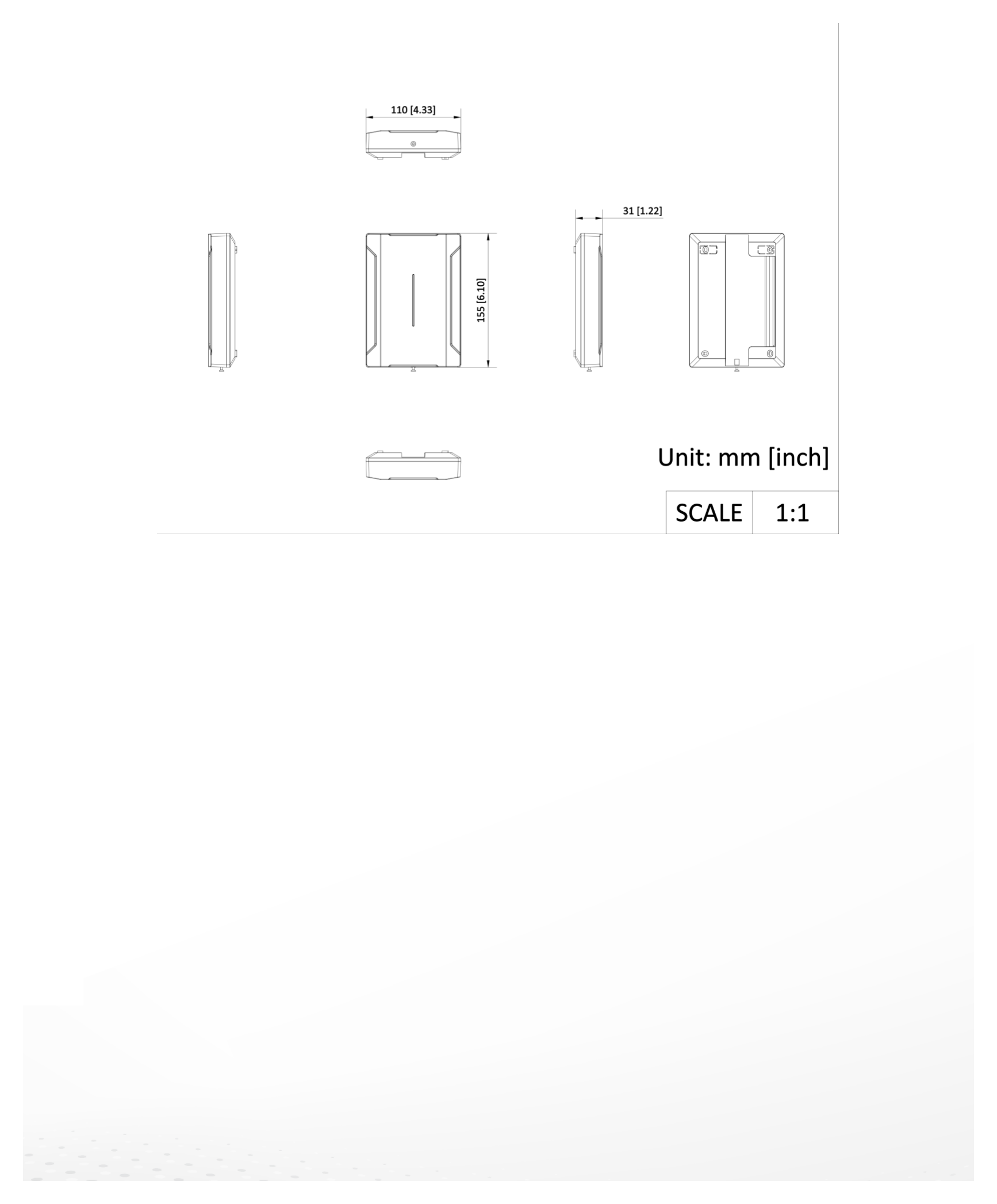 DS-PM501Z8T4 外形尺寸圖 110 × 155 × 31 mm｜重量 225 g｜Unit: mm