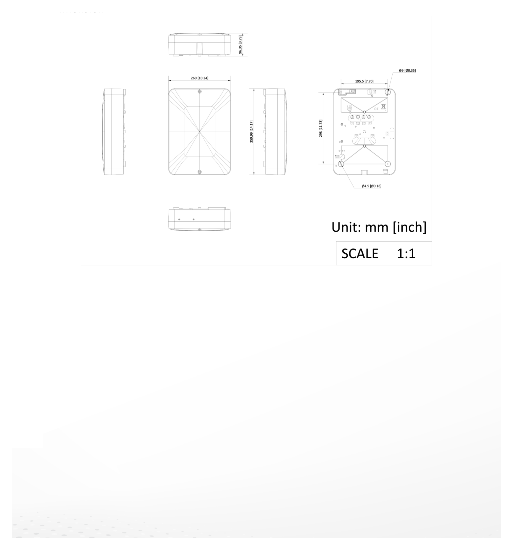 DS-PR531-3A 外形尺寸圖 360 mm × 260 mm × 96.3 mm｜重量 1500 g｜Unit: mm