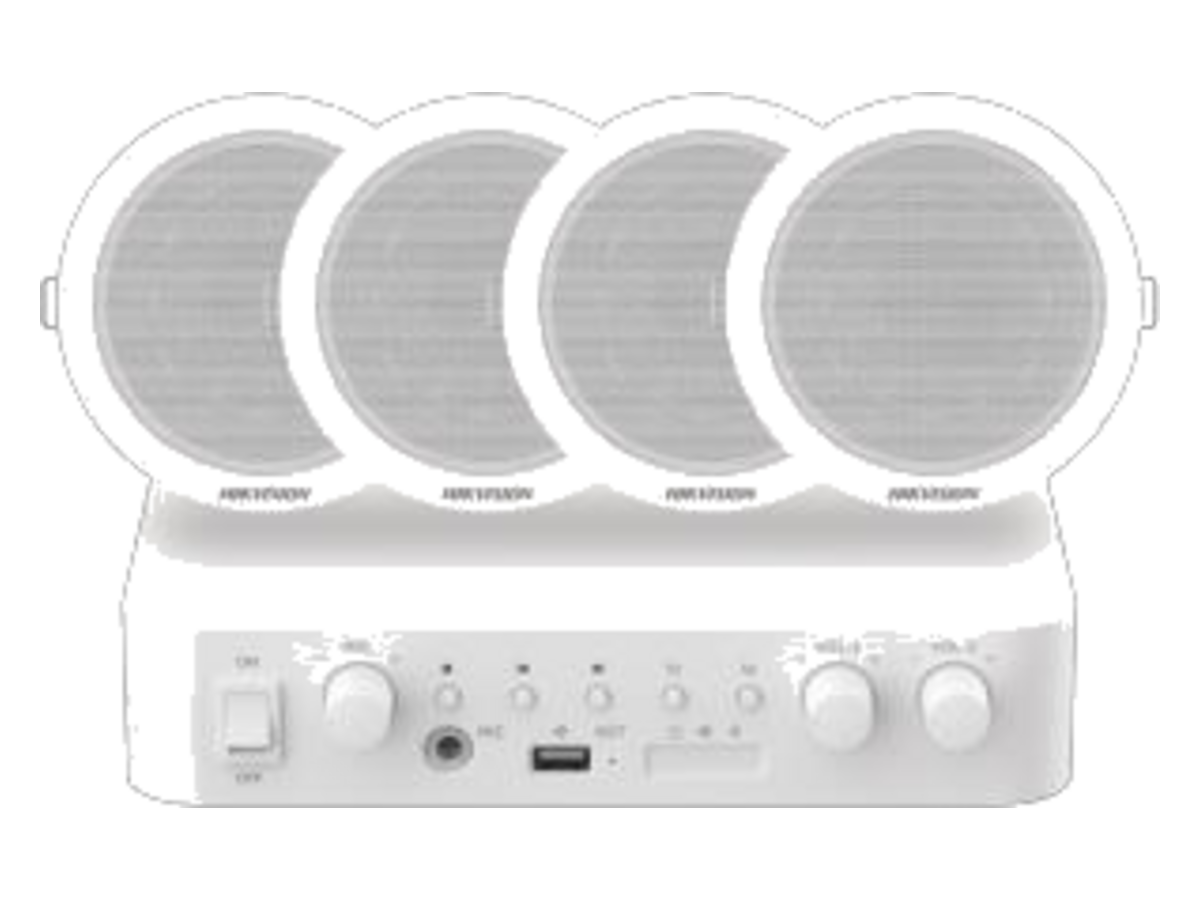 DS-QAE0KA60206-4 Hikvision Analog Audio Kit with 60W Analog Amplifier and 4* 6W Ceiling Speakers 產品圖片