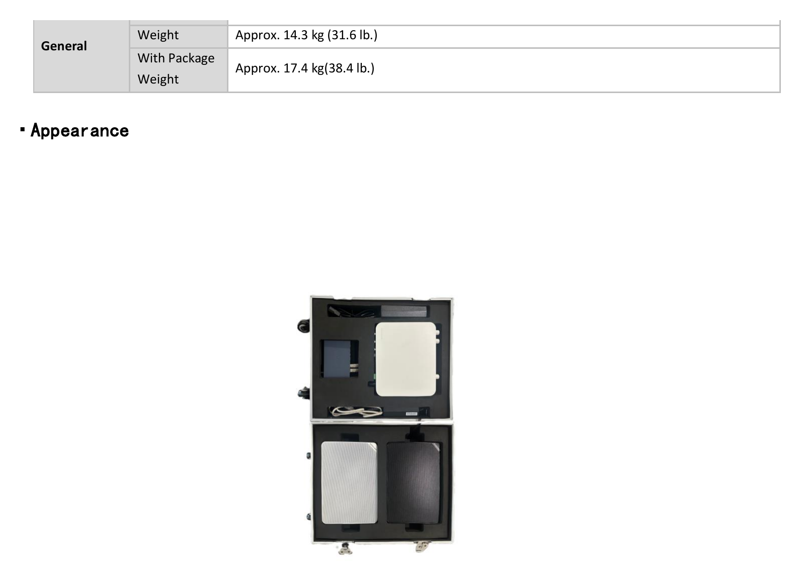 DS-QAEDEMO1 外形尺寸圖 334mm x 402 mm x 334mm|重量 Approx. 14.3 kg (31.6 lb.) With Package Approx. 17.4 kg(38.4 lb.) Weight Appearance|Unit: mm