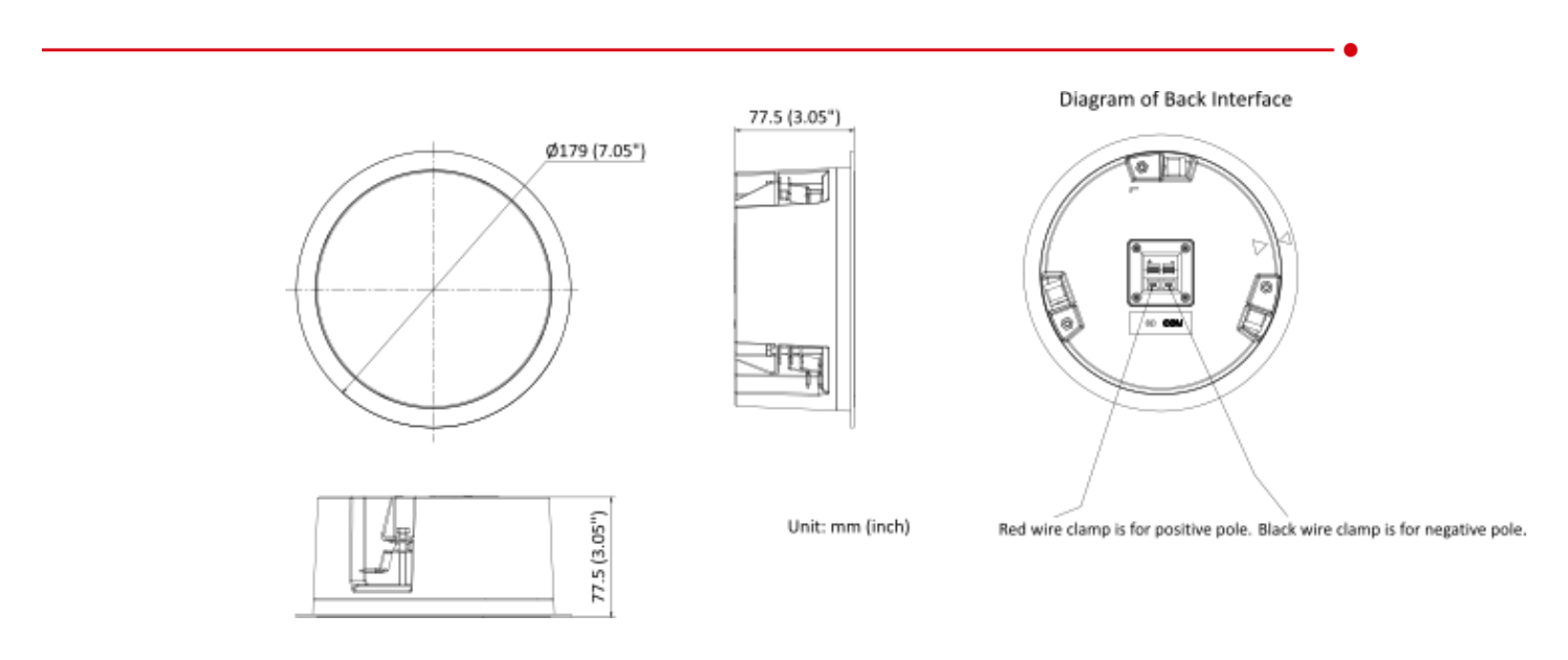 DS-QAZ0203G1-S 外形尺寸圖 Ø 179 mm × 77.5 mm (Ø 7.05