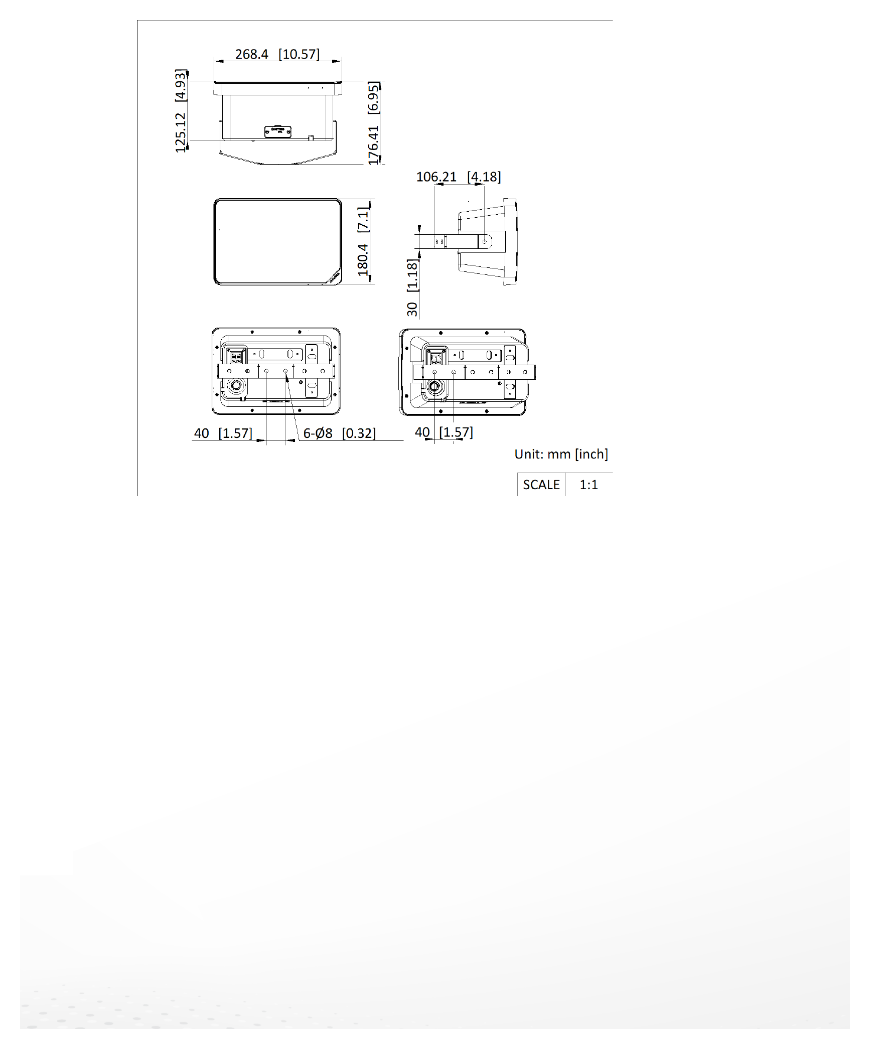 DS-QAZ1120G1R-B 外形尺寸圖 268.4 mm × 180.4 mm × 125.12 mm (10.57