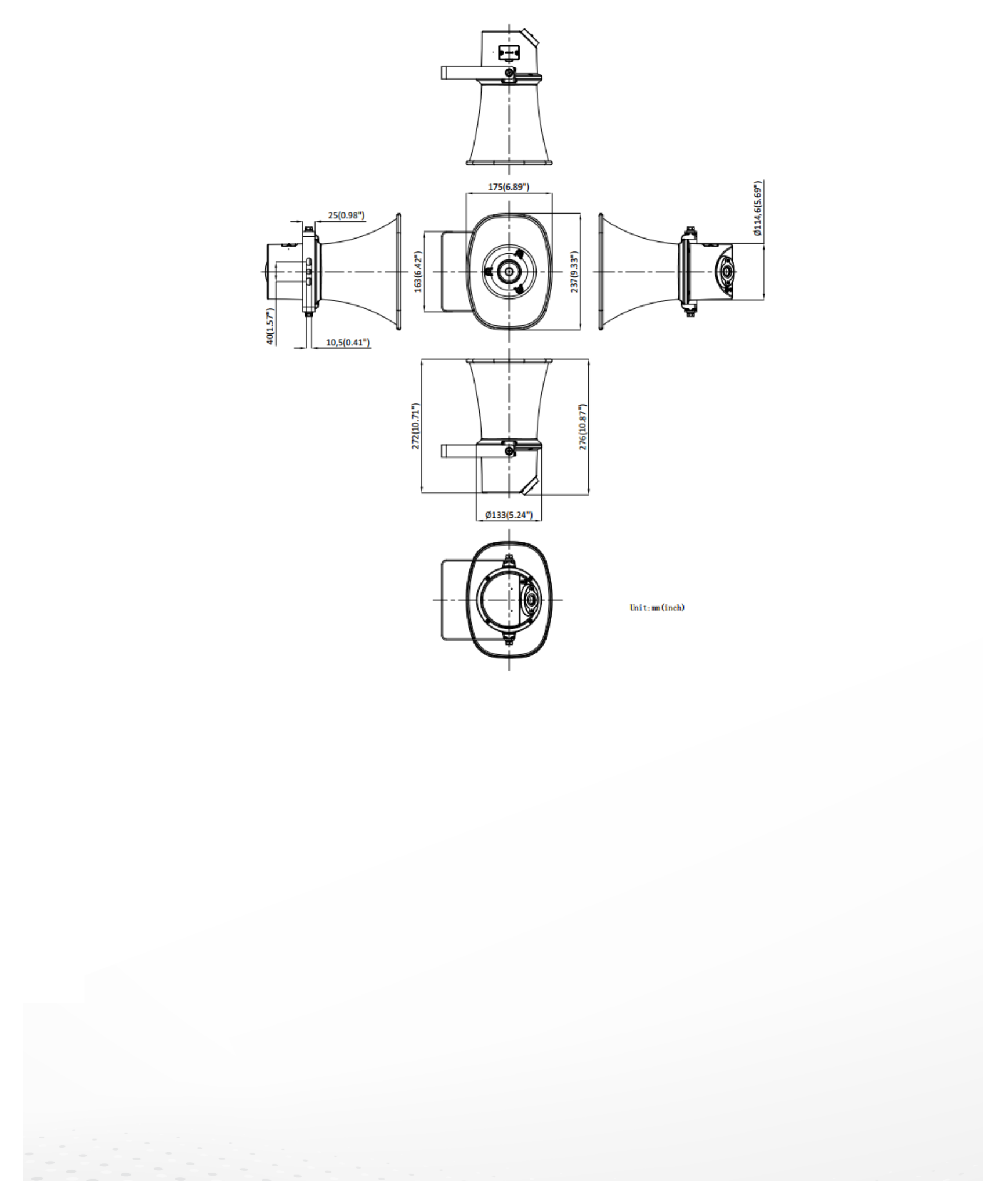 DS-QAZ1307G1T-E 外形尺寸圖 175 mm × 237 mm × 272 mm(6.9