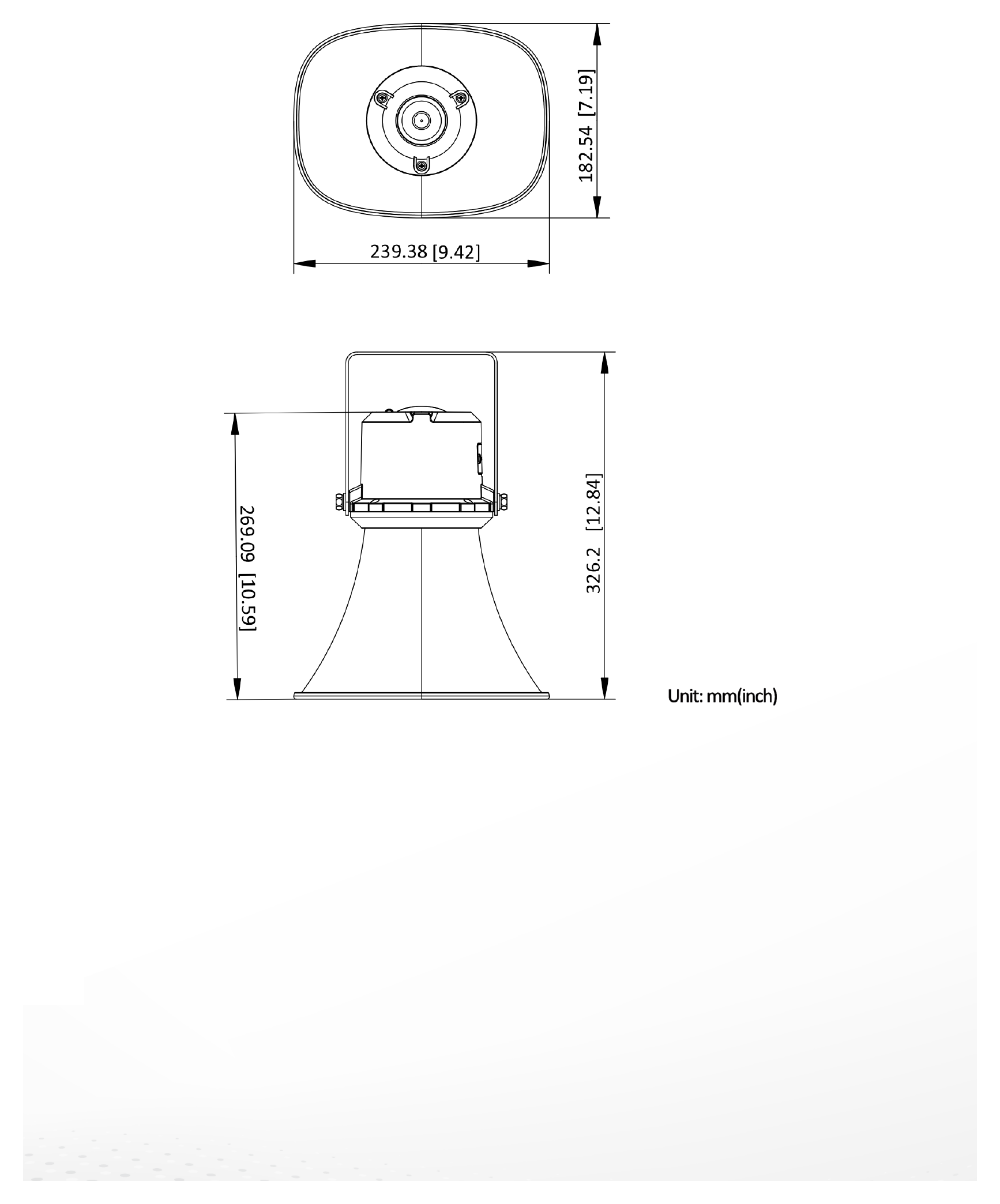 DS-QAZ1310G1T-E(C) 外形尺寸圖 182.54 × 239.38 × 326.2 mm（7.18″ × 9.42″ × 12.84″）｜重量約 2.1 kg｜Unit: mm (inch)