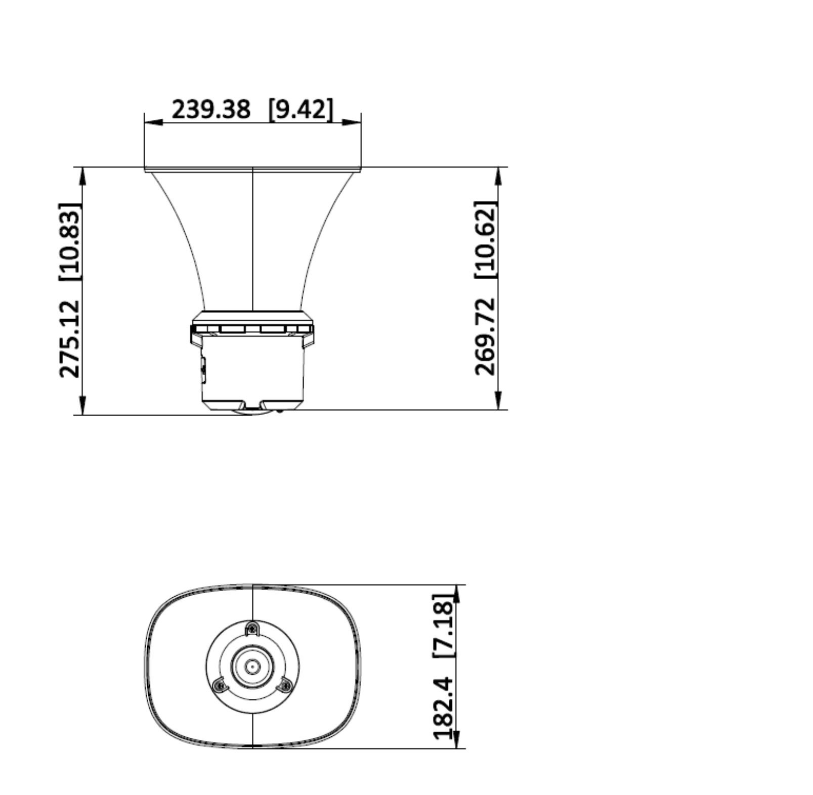 DS-QAZ1325G1T 外形尺寸圖 182 × 275 × 239 mm｜重量約 2.1 kg｜Unit: mm (inch)