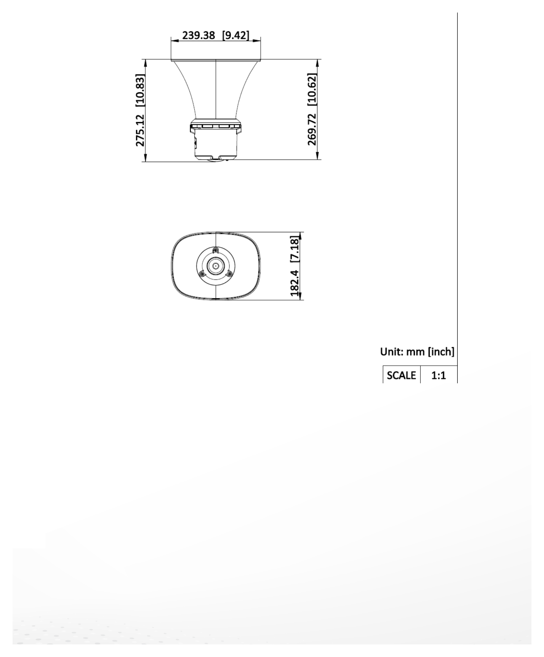 DS-QAZ1325G1T(C) 外形尺寸圖 182mm × 275 mm × 239 m｜重量 Approx. 2.1 kg (4.63 lb.)｜Unit: mm