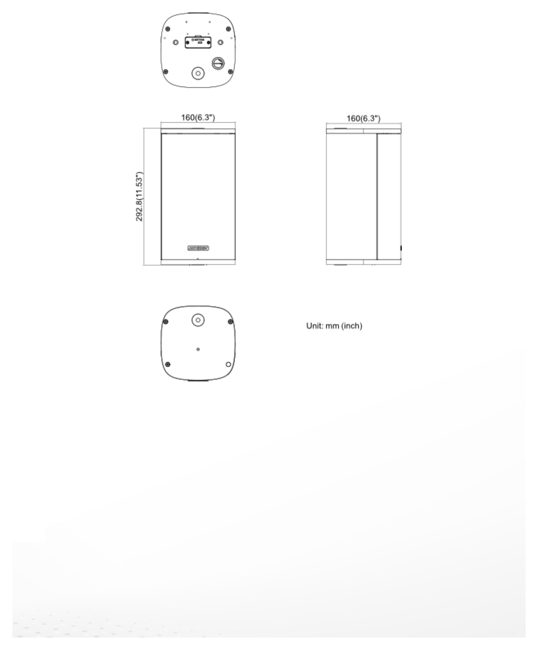 DS-QAZ1430G1 外形尺寸圖 160 mm × 160 mm × 292.8 mm(6.3