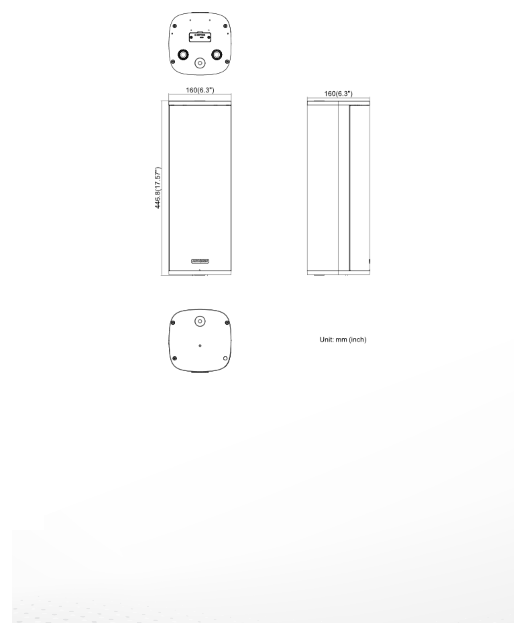 DS-QAZ1460G1 外形尺寸圖 160 mm × 160 mm × 446.8 mm(6.3