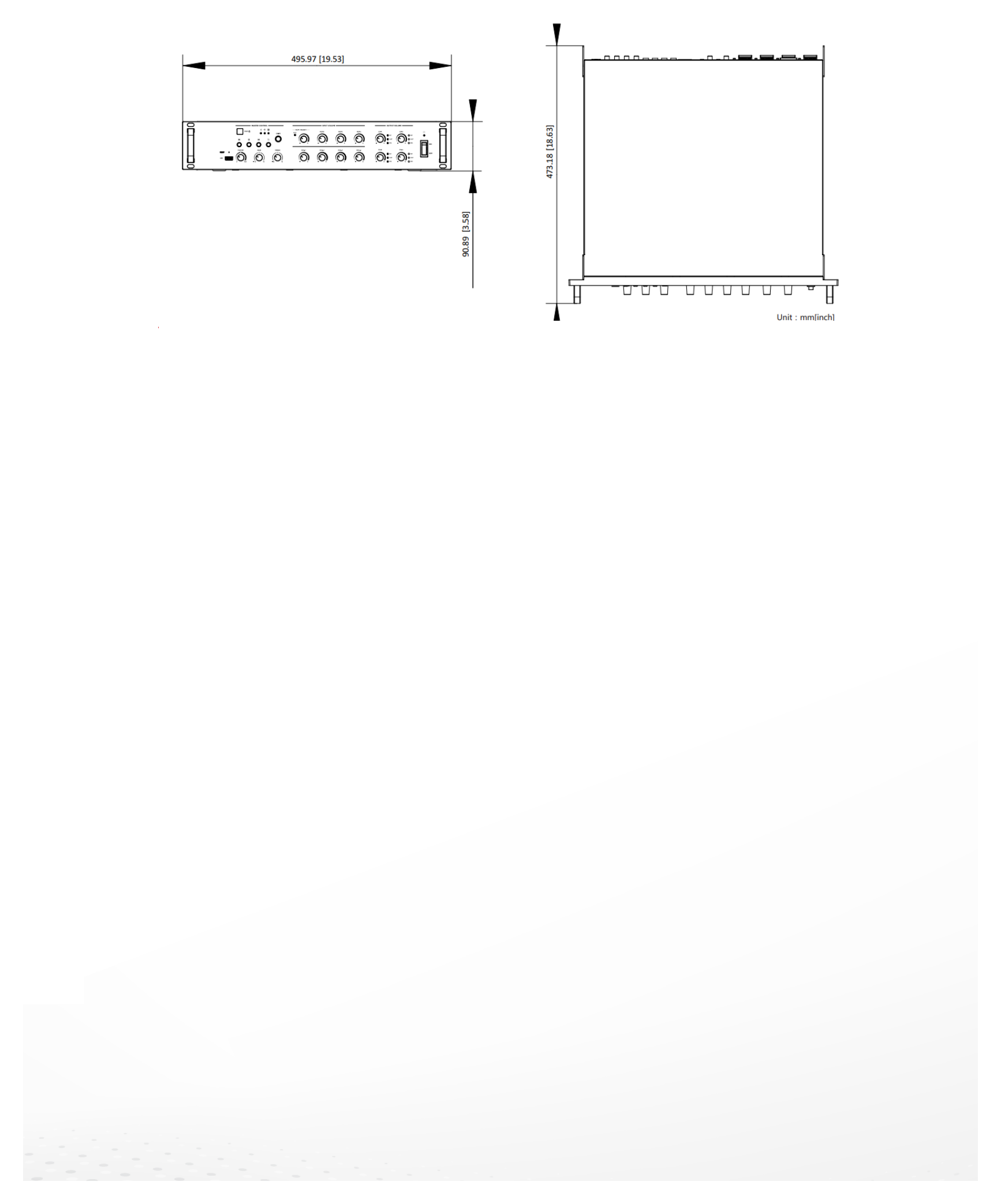 DS-QAZ1A1000G1-VB4 外形尺寸圖 495.97 mm × 90.89 mm × 473.18 mm (19.53