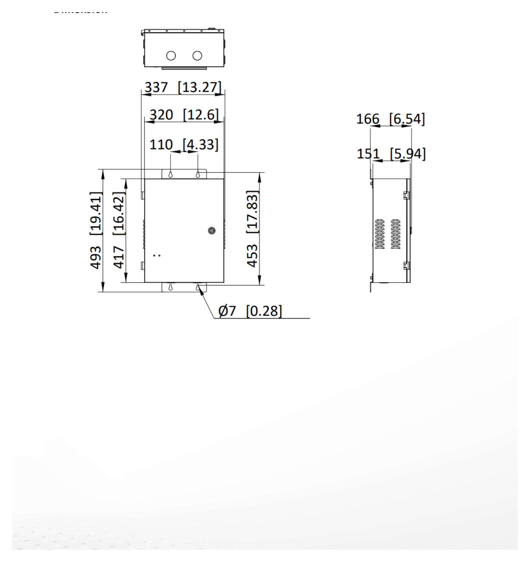 DS-QFV0202W 外形尺寸圖 417 mm × 337 mm × 151 mm (16.42" × 13.27" × 5.94")｜重量 Approx.10 kg (22.05 lb.)｜Unit: mm