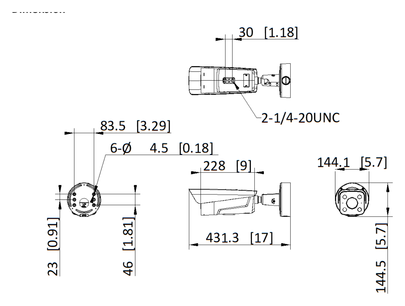 DS-TCG406-E(S) 外形尺寸圖 415 mm × 145 mm × 145 mm (16.34 × 5.71 × 5.71 inch)｜重量 3.25 kg (7.17 lb.) Weight (with 4.3 kg (9.48 lb.) Package)｜Unit: