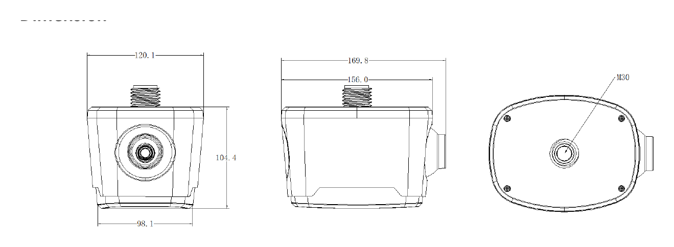 DS-TCP140-B 外形尺寸圖 170 × 121 × 105 mm (6.7 × 4.8 × 4.2 inch)｜重量 0.525 kg (1.2 lb.)｜Unit: mm