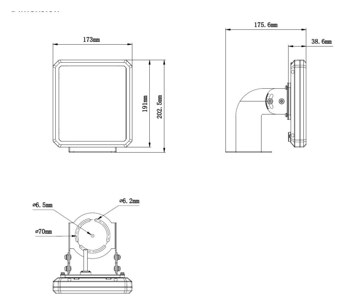 DS-TDSB00-EMM 外形尺寸圖 173 mm × 175.6 mm × 202.5 mm (6.81" × 6.91" × 7.97") (L × W × H)｜重量 Approx. 1.64 kg (3.61 lb.)｜Unit: mm