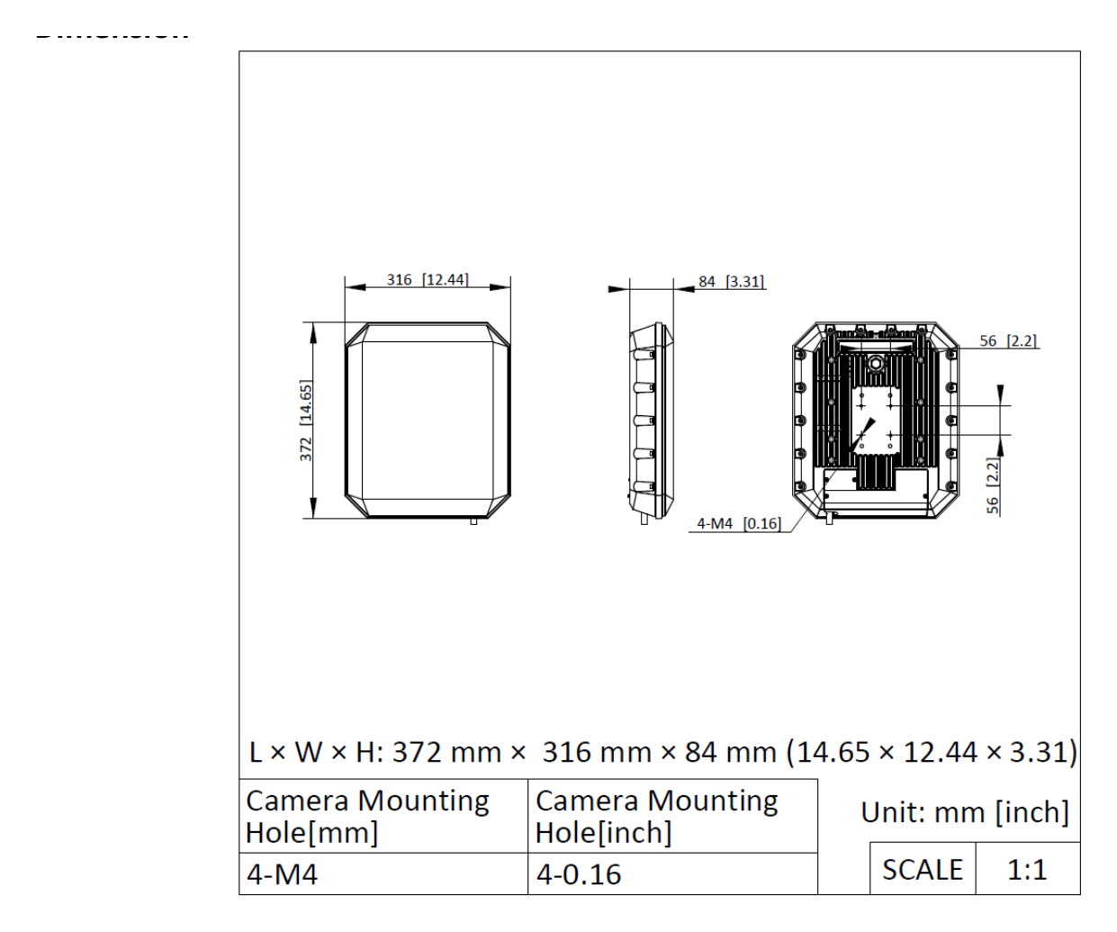 DS-TDSB0G-FX 外形尺寸圖 372 mm × 316 mm × 84 mm (14.65" × 12.44" × 3.31") (L × W × H)｜重量 Approx. 6 kg (13.23 lb.)｜Unit: mm