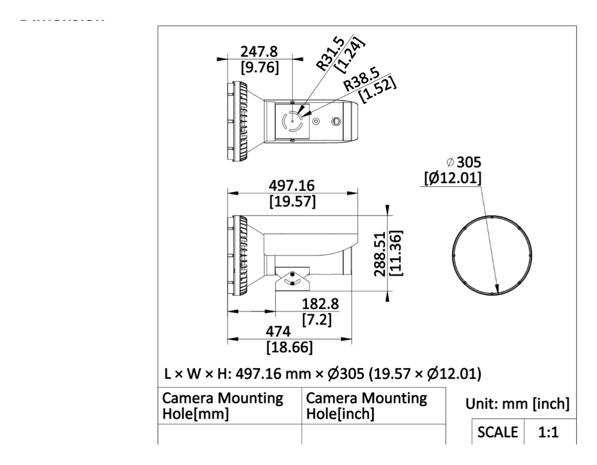 DS-TL3000B 外形尺寸圖 Ø 305 mm × 497.16 mm (Ø 12.01" × 19.57")｜重量 Approx. 7.1 kg (15.56 lb.)｜Unit: mm
