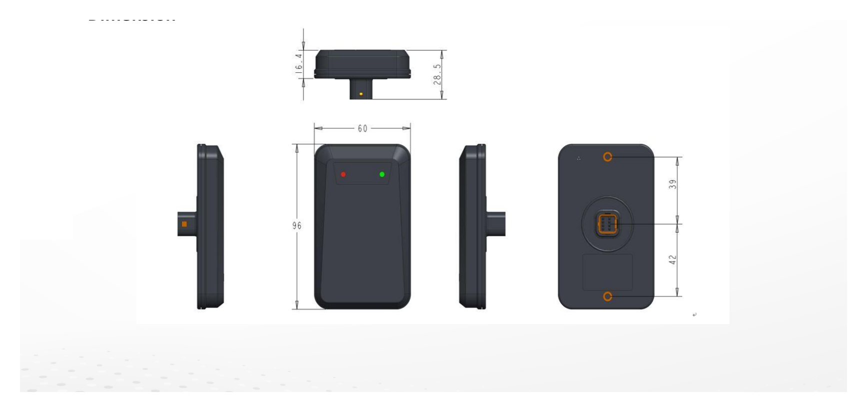 DS-TMG035/60G(Trigger Radar) 外形尺寸圖 96 × 60 × 29 mm (3.78 × 2.36 × 1.14 inch)｜Unit: mm
