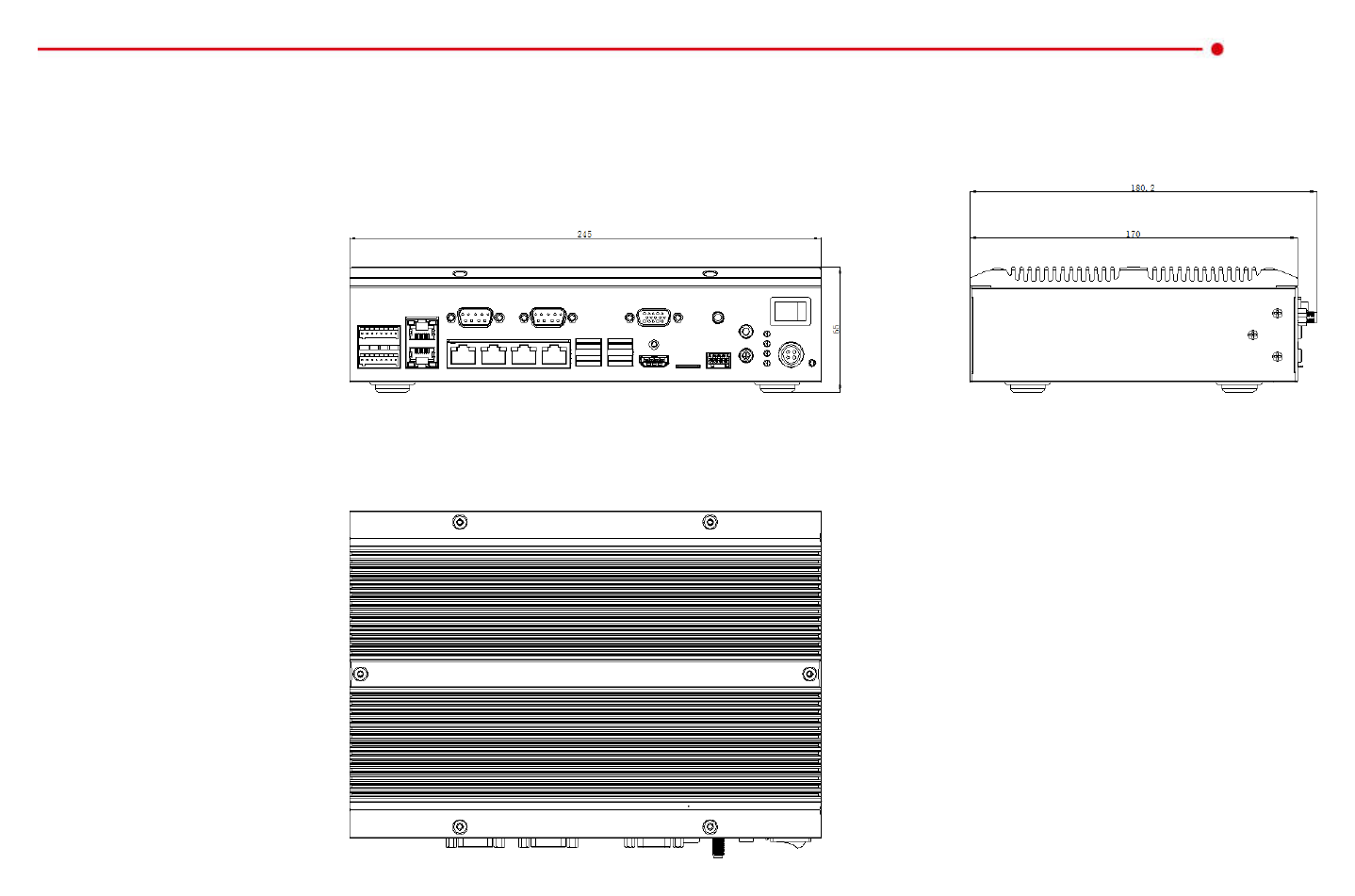 DS-TPE104 外形尺寸圖 245 × 170 × 65 mm (9.65 × 6.69 × 2.56 inch)｜重量 2 kg (4.4 lb.)｜Unit: mm