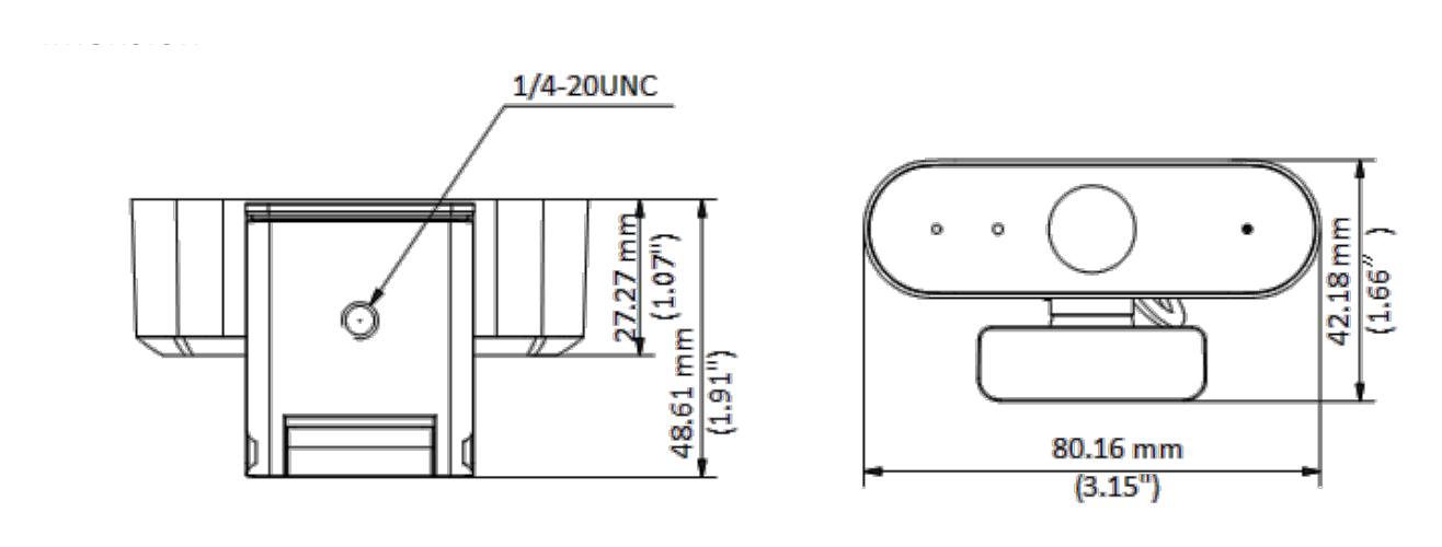 DS-U04P 外形尺寸圖 80.16 mm × 48.6 mm × 42.18 mm (3.16" × 1.91" × 1.66")｜重量 Approx. 93 g (0.2 lb.) Camera × 1 Quick Start Guide × 1｜Unit: m