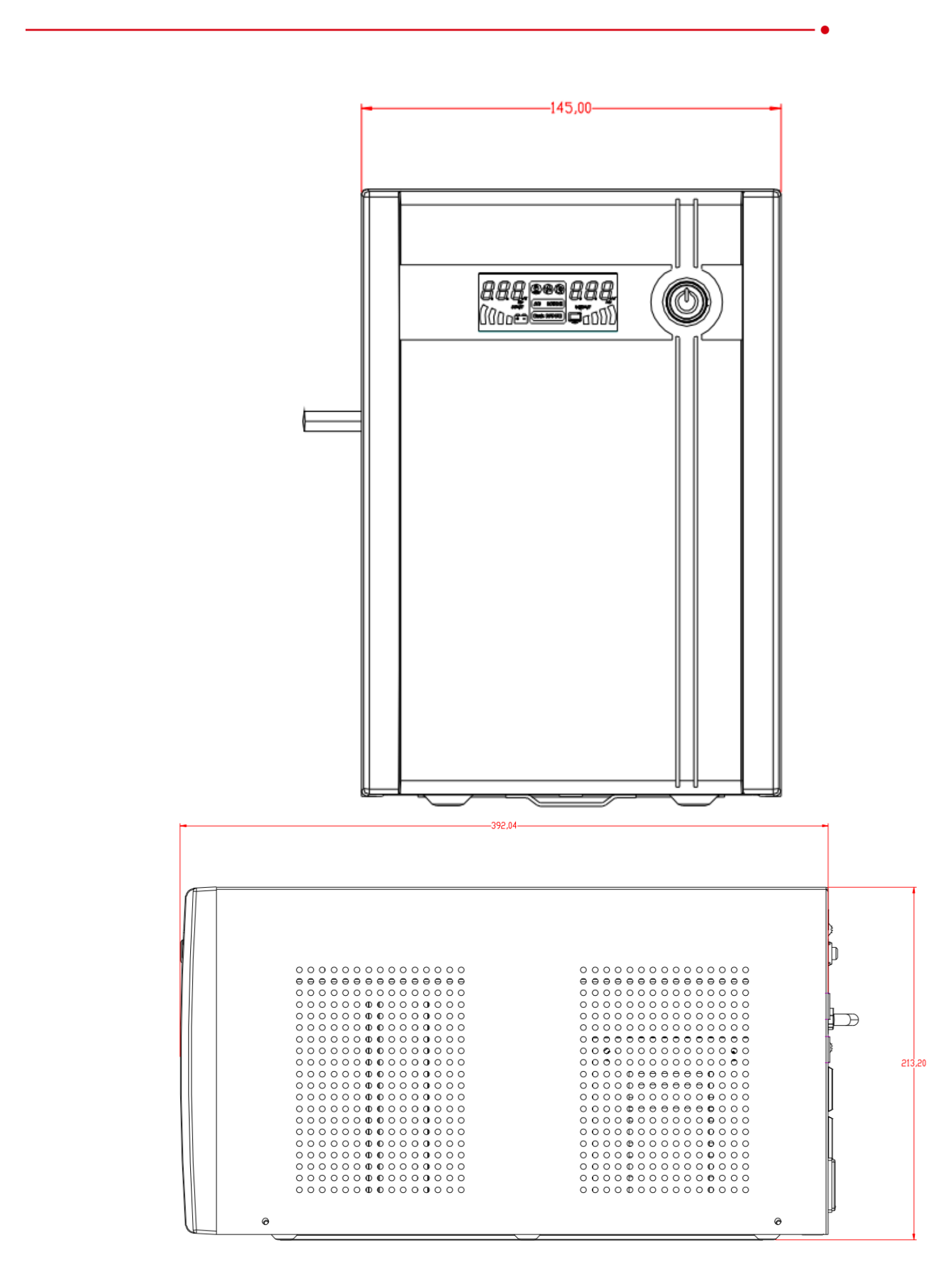 DS-UPS3000-X 外形尺寸圖 412 mm × 145 mm × 210 mm (16.22" × 5.71" × 8.27")｜重量 Approx. 18.5 kg (40.8 lb)｜Unit: mm
