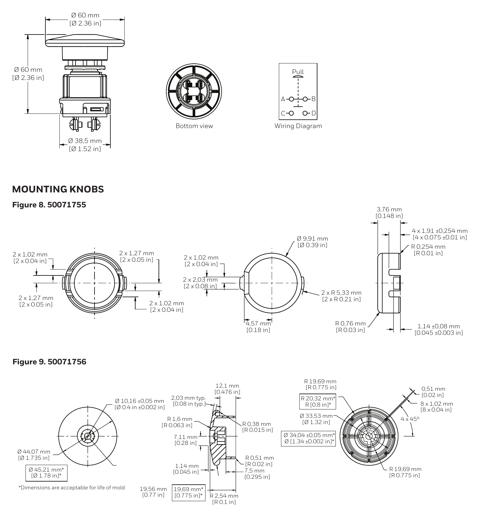 E-STOP-SWITCHES 外形尺寸圖 詳見圖示｜Unit: mm