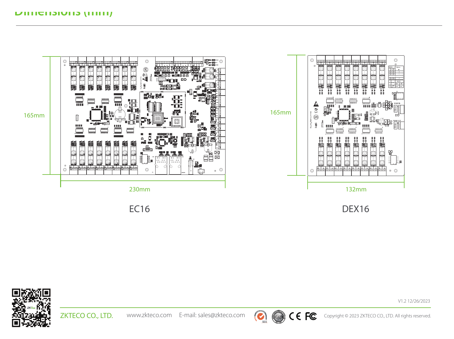 EC16-DEX16 外形尺寸圖 詳見圖示|Unit: mm