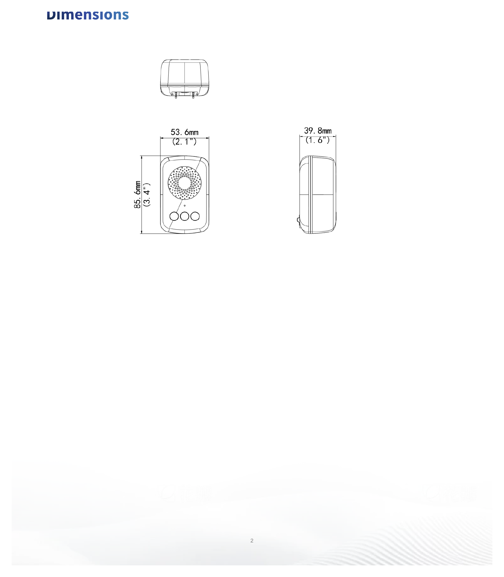 ED-R1 外形尺寸圖 53.6 mm × 85.6 mm × 39.8 mm Net weight: 80g Weight Gross weight: 125g｜Unit: mm