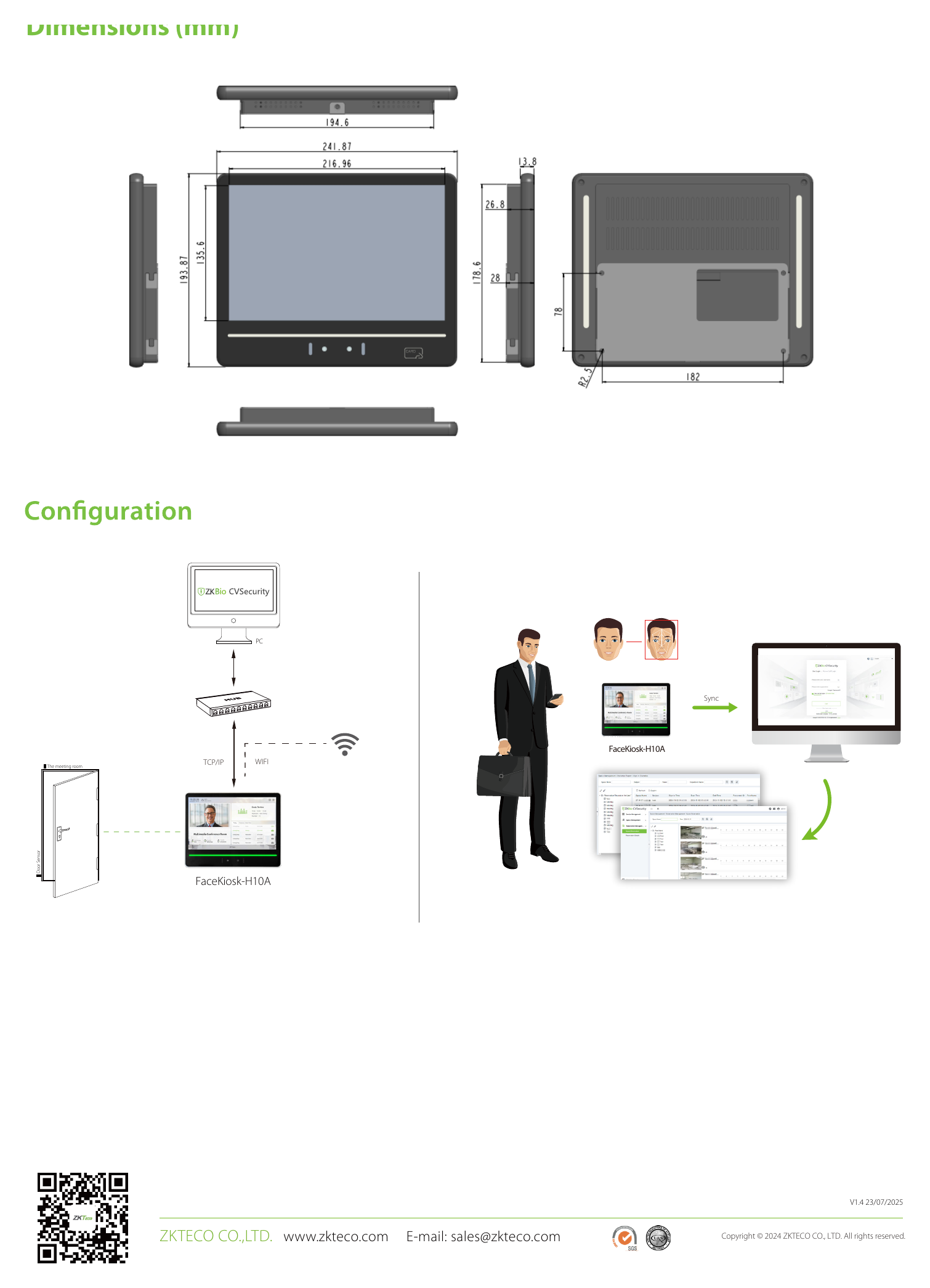 FACEKIOSK-H10A 外形尺寸圖 241.87mm*193.87mm*28mm (L*W*H)｜Unit: mm
