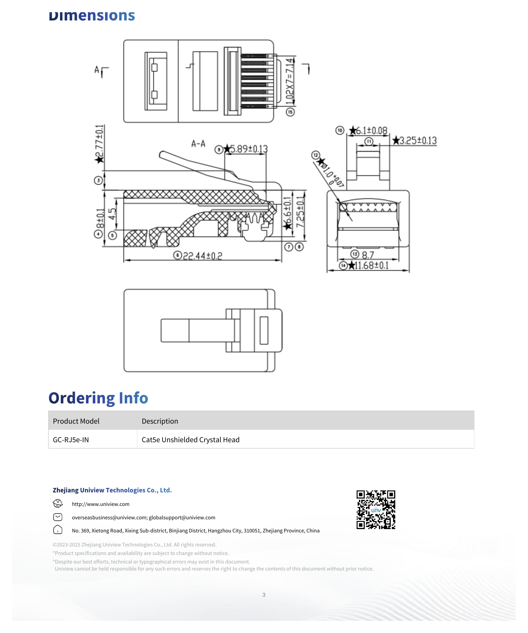 GC-RJ5E-IN 外形尺寸圖 詳見圖示｜Unit: mm