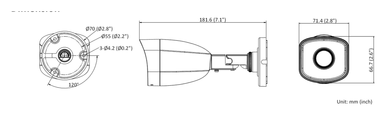 HWI-B140H(-M) 外形尺寸圖 181.6 mm × 71.4 mm × 66.7 mm (7.1