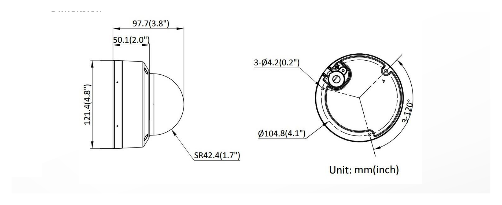 HWI-D140HA-LU 外形尺寸圖 Ø 121.4 mm × 97.7 mm (Ø 4.8