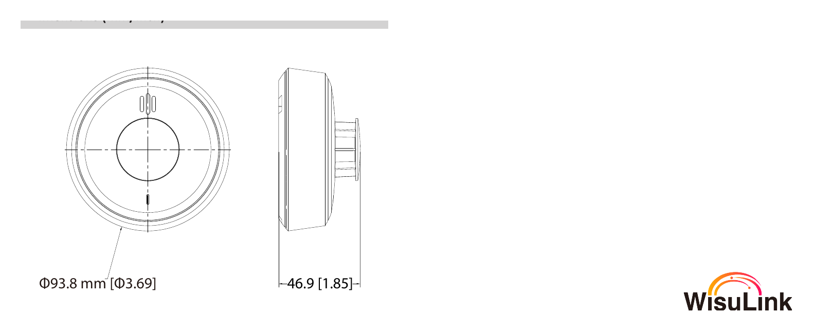 HY-HT10A-R8 外形尺寸圖 φ93.8mm × H46.9mm (φ3.69" × H1.85")|重量 115 g|Unit: mm