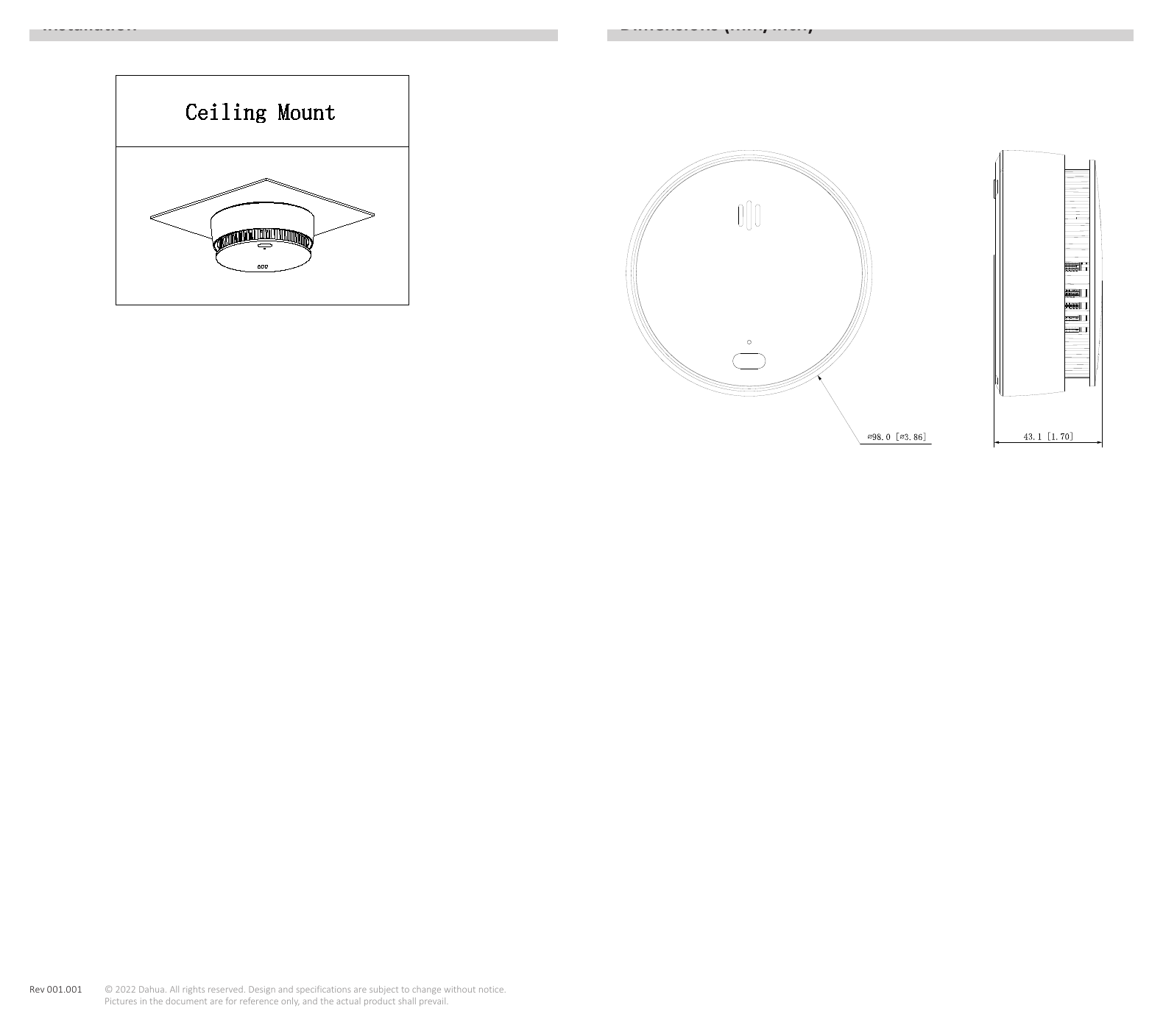 HY-SA30A-R8 外形尺寸圖 φ98 mm × H43.1 mm (φ3.85" × H1.70")｜重量 138 g (0.30 lb)｜Unit: mm