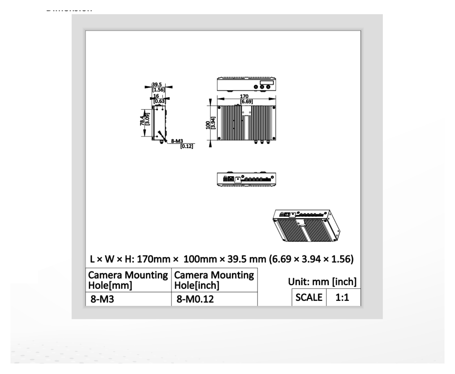 iDS-MI3704-H 外形尺寸圖 詳見圖示｜Unit: mm