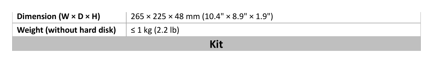 IK-4142TH-MH/P 外形尺寸圖 Ø 110 mm × 93.2 mm (4.3" × 3.7")｜重量 Approx. 360 g (0.8 lb) NVR 4-ch Up to 4 MP resolution 40 Mbps/60 Mbps｜Unit: mm